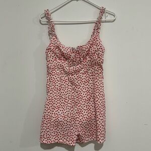 Princess Polly Red and White Floral Romper Size 8 Shorts Spaghetti Strap